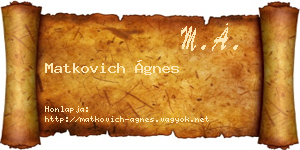 Matkovich Ágnes névjegykártya